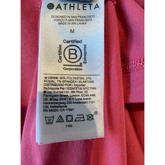 Athleta Renew Tee Pink Short Sleeve Pleated Back Top 533409-22 Womens Medium - Picture 3 of 6